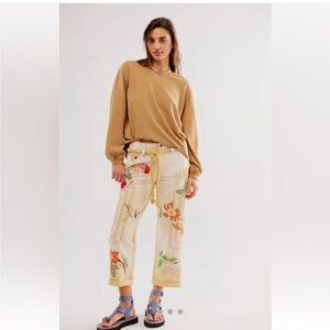 Floral Embroidered Pants